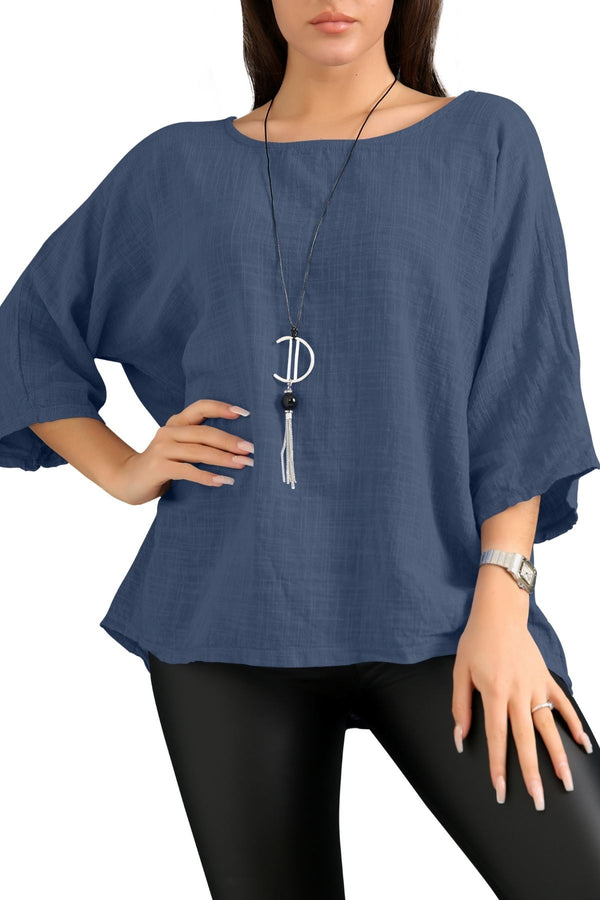 Special Price Plain Necklace Tunic Top