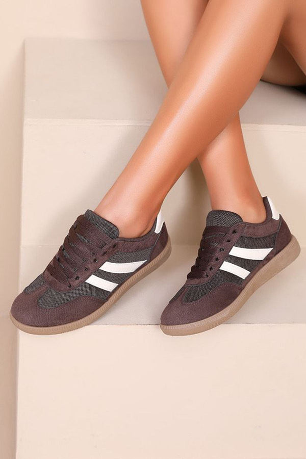 Mesh Suede Detailing Lace Up Shoes