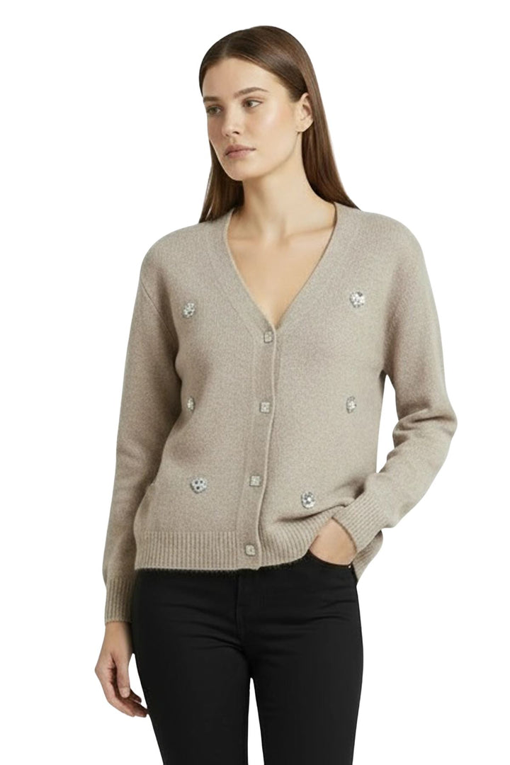 mixed colour diamond knit cardigan