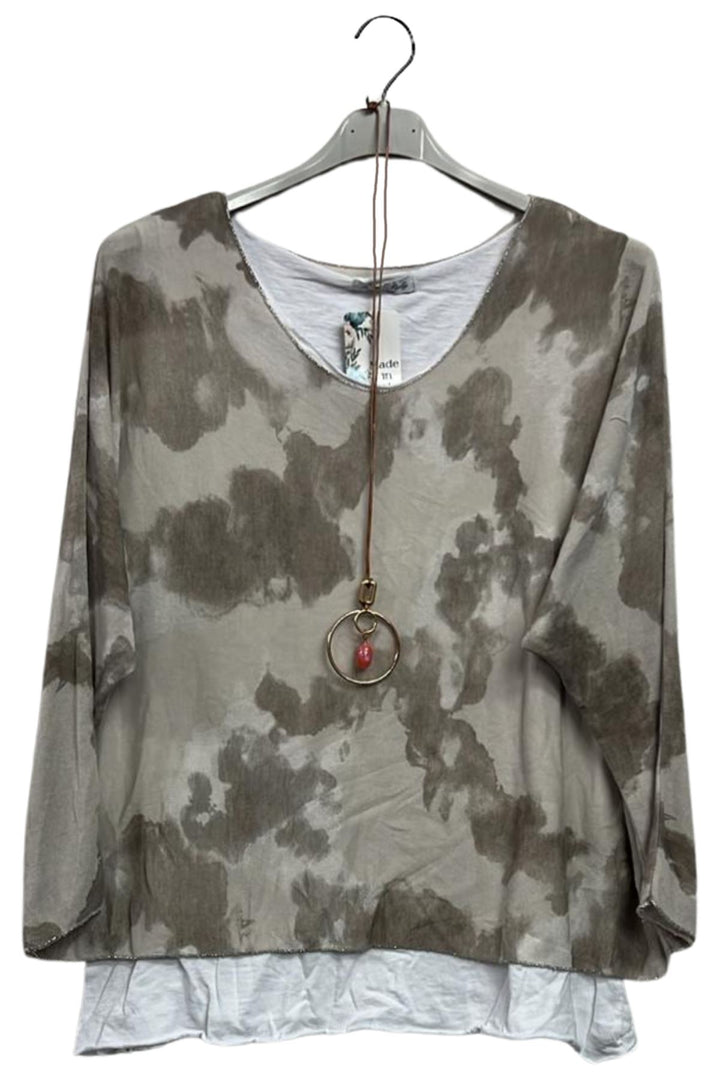 tie dye layered hem cotton top