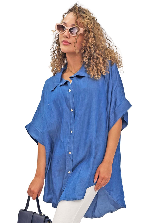 Plain Oversized Button-up Shirt