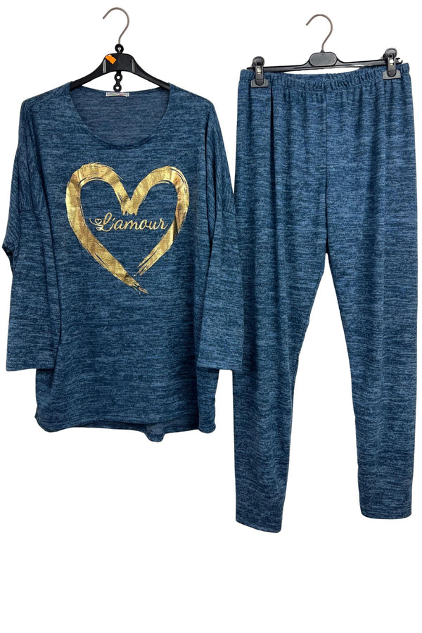 Metallic Foil Heart Elasticated Waistband Co-Ord Set