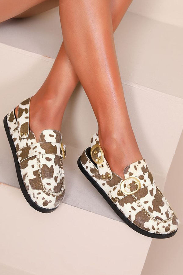 Buckle Detail Slip On Flat Shoes