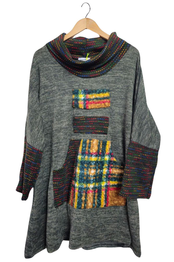 Marl Patch Pattern Pouch Pront Pocket Top