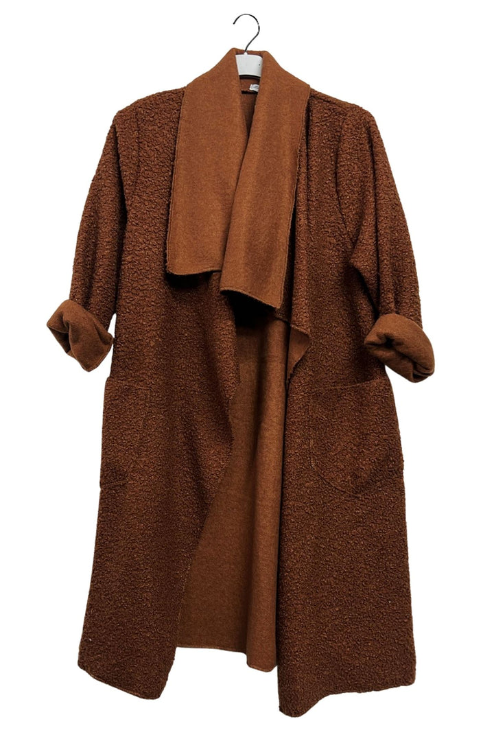 plain draped cotton coat