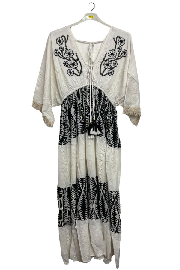 Floral Embroidery Pattern Cotton Dress