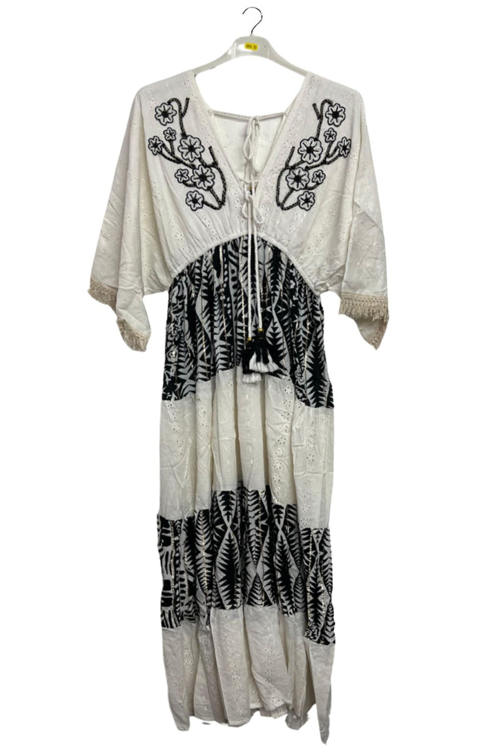 Floral Embroidery Pattern Cotton Dress