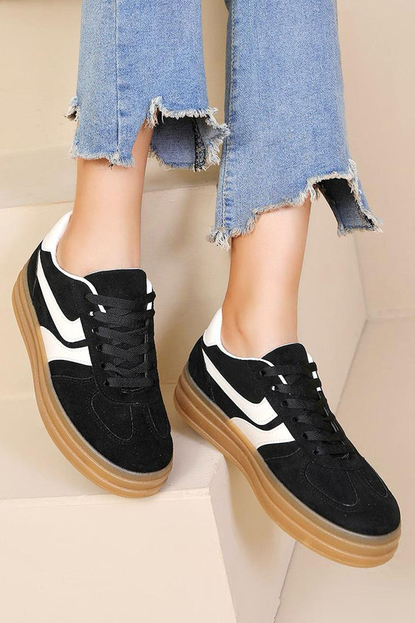 Suede Lace Up Gum Sole Trainer