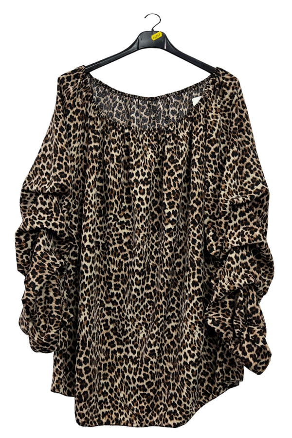 Leopards Print Ruched Top