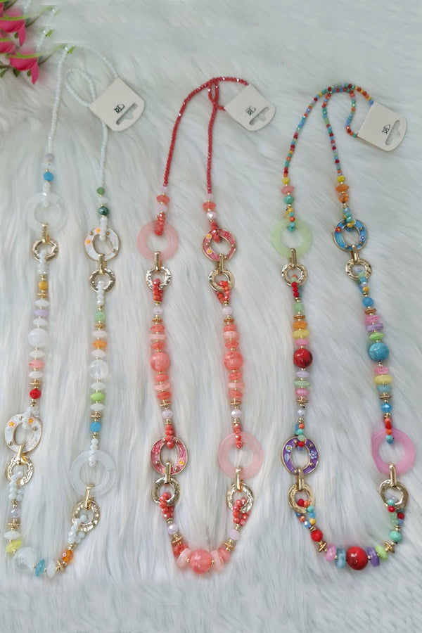 Ring Accents Colorful Beaded Necklace