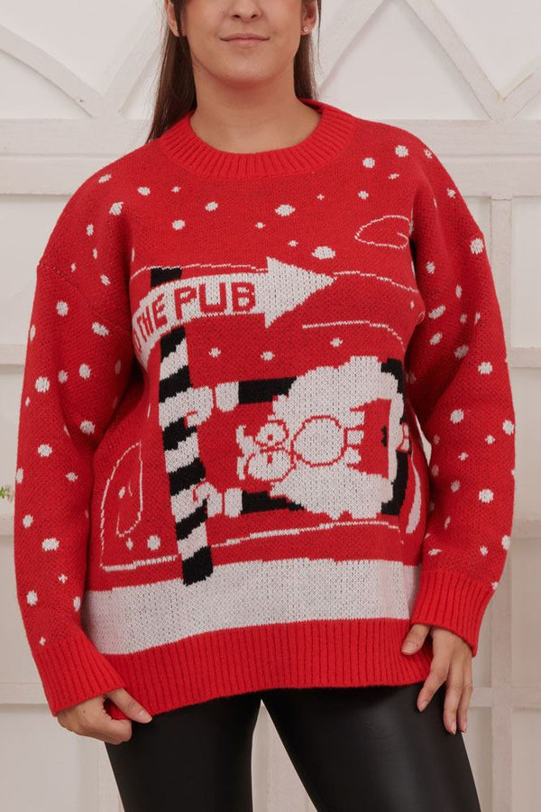 To The Pub Santa Knitted XMAS Jumper