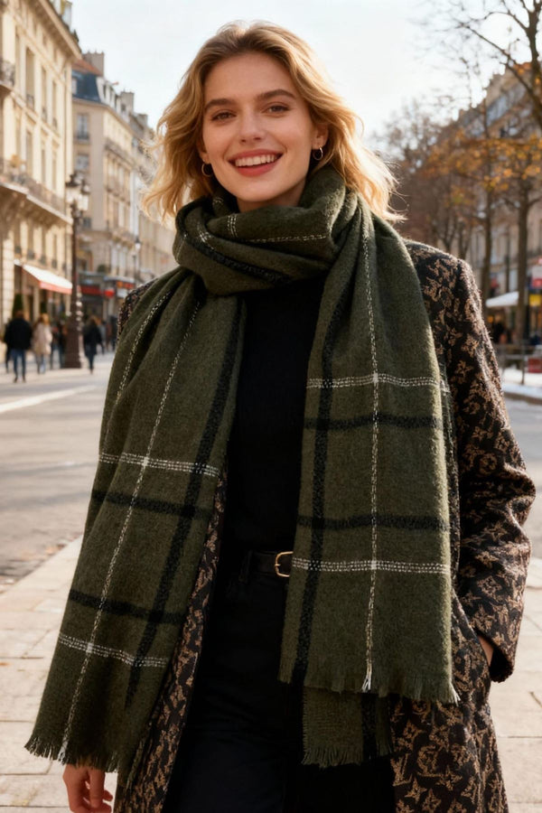 Tartan check soft scarf