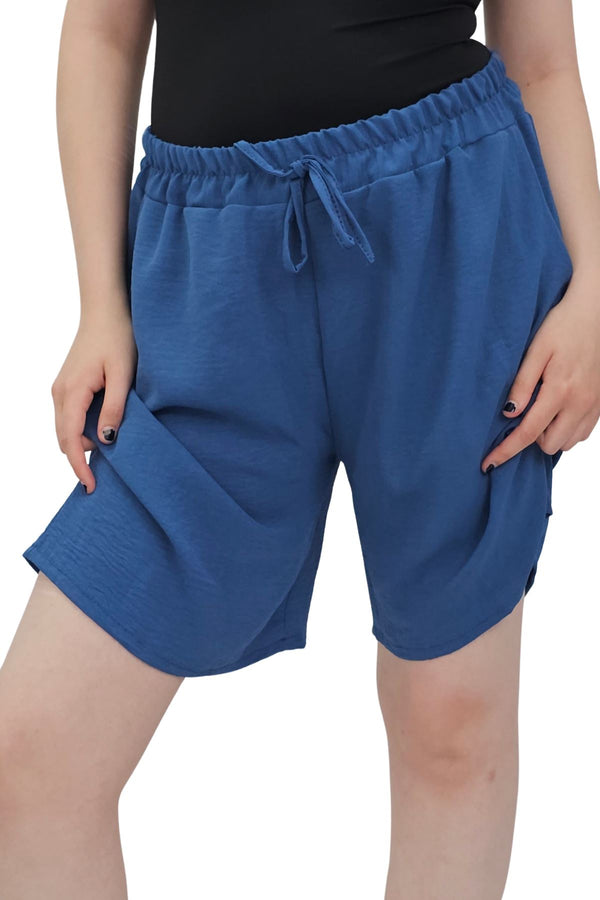 Plain Drawstring Waistband Pockets Shorts