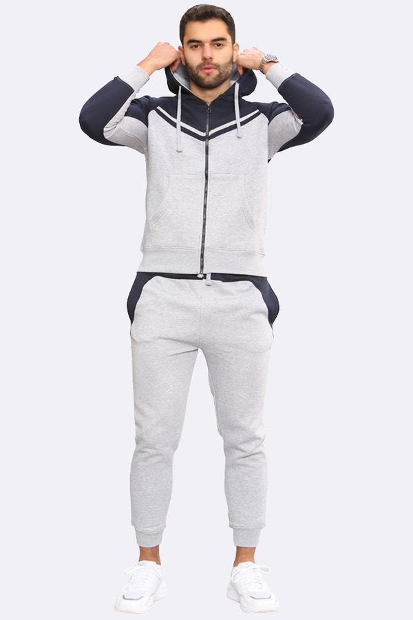 V panelled fleece hoodie joggers set