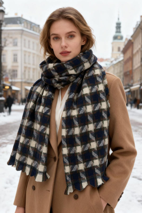 Check Print Soft Wool Scarves