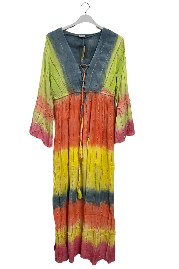 Tie-Dye Gradient Print Empire Waist Dress