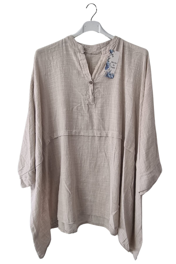 Plain Hanky Hem Oversized Cotton Top
