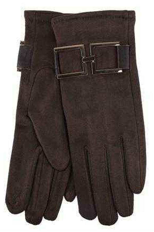 suede buckle detail gloves