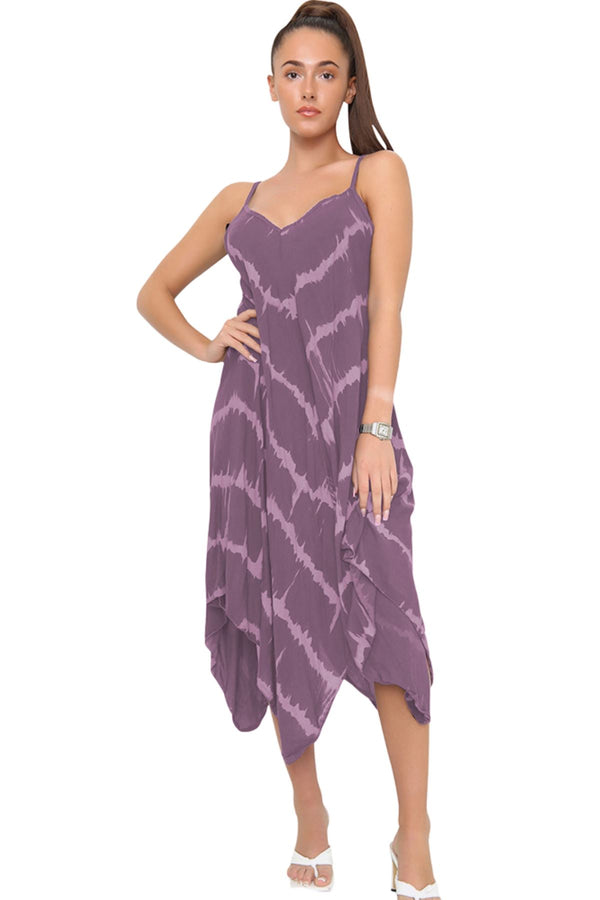 Tie Dye Print Draped Hem Dress