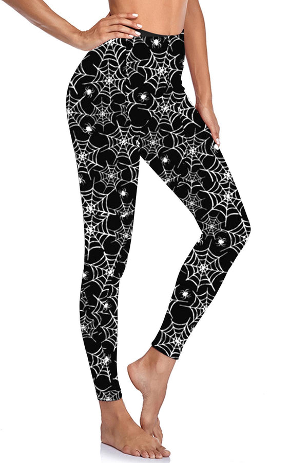 Spider Cobweb Print Hallween Legging