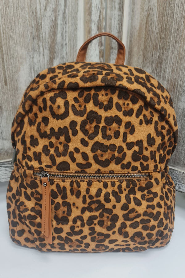Leopard Print Front Zip Backpack Bag