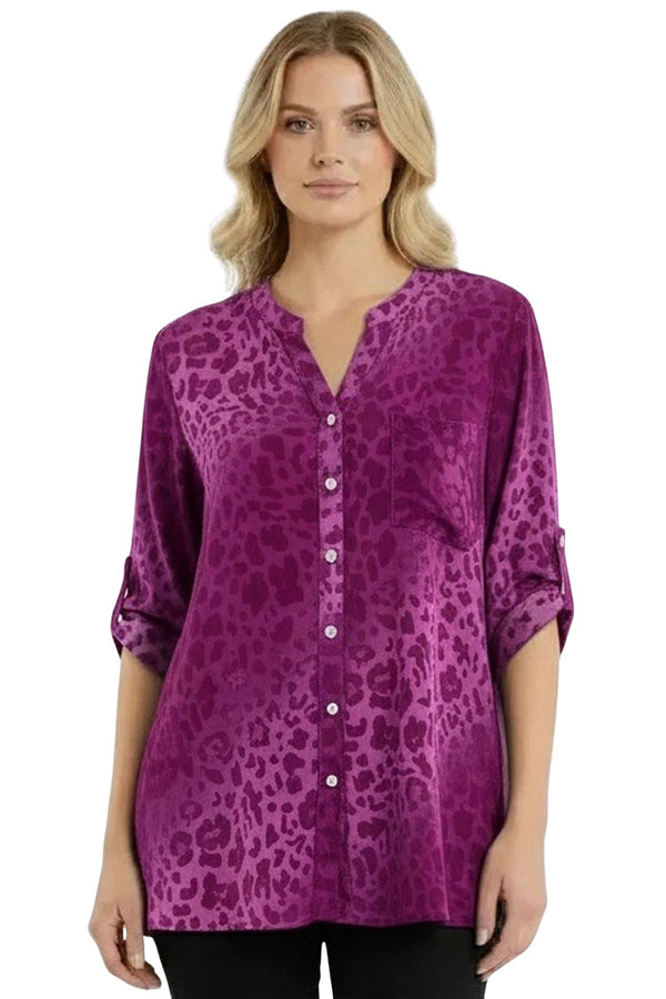 Leopard Print Button Up Front Pocket Shirt