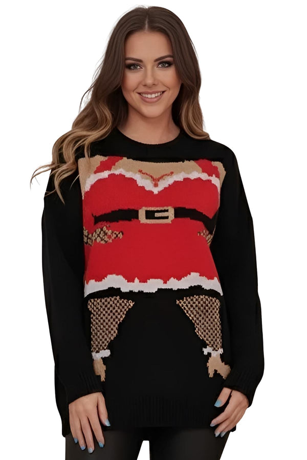 lady santa body knitted xmas jumper
