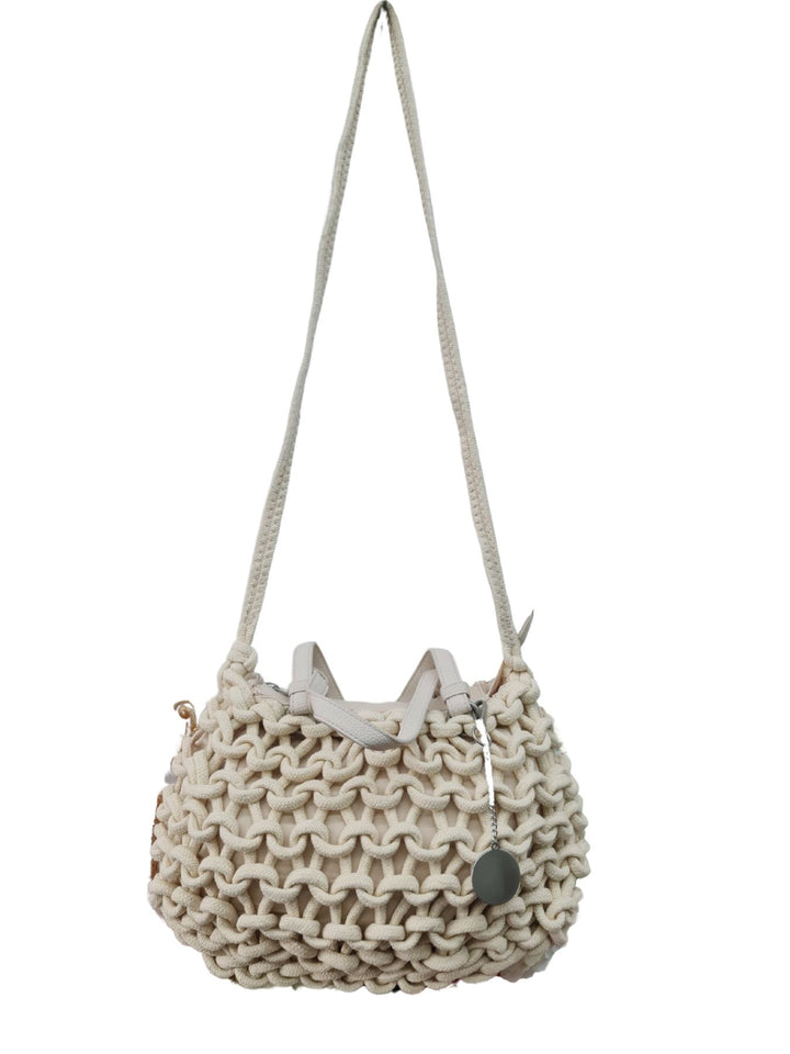 String Braided Rope Two Handle Beded Bag