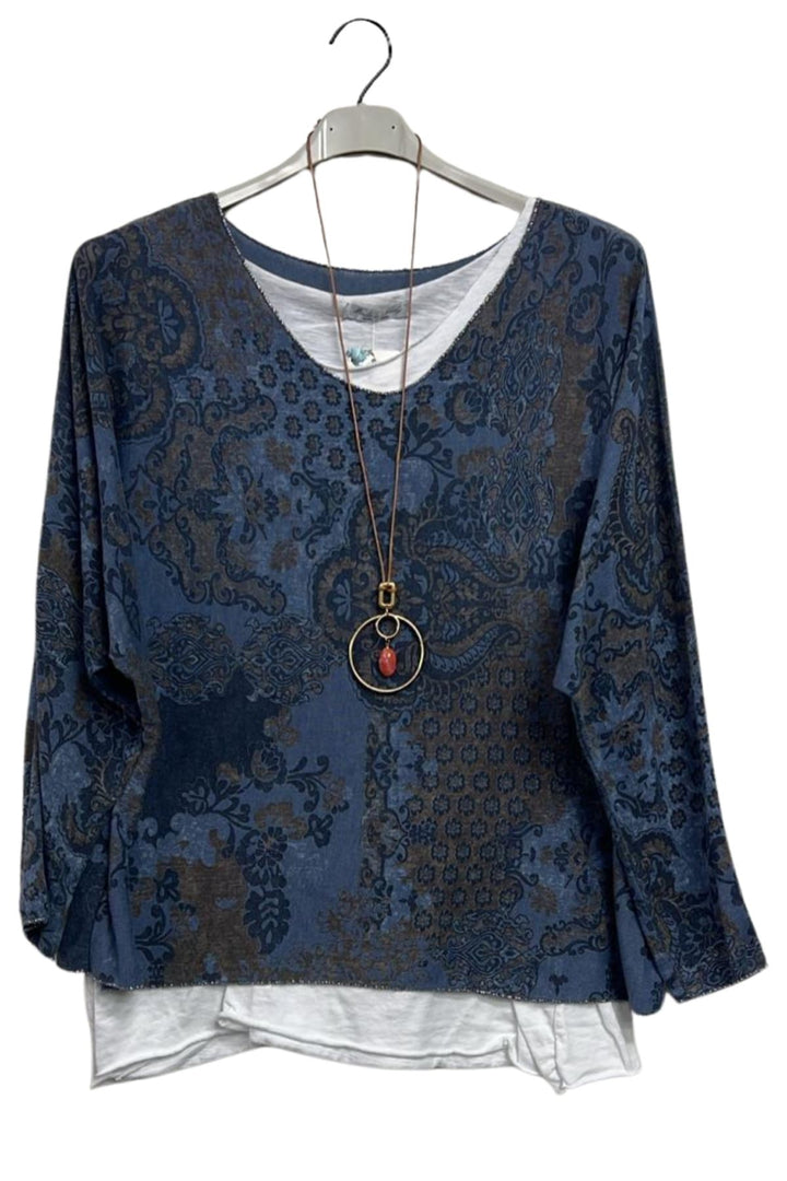 layered hem cotton blouse