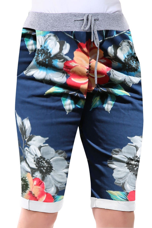 Special Price Flower Printed 3/4 Drawstring Trouser
