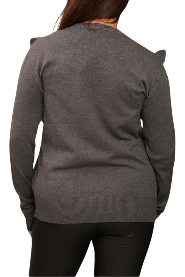ladies pearls ruffle knit viscose top