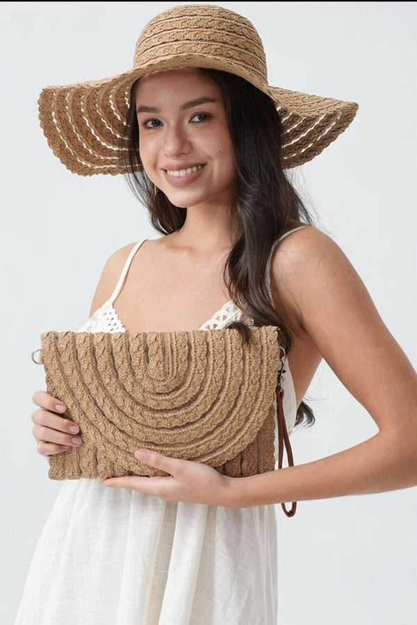 Wrist Strap Raffia clutch Bag