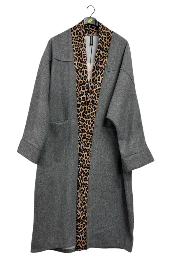 leopard print hemline coat