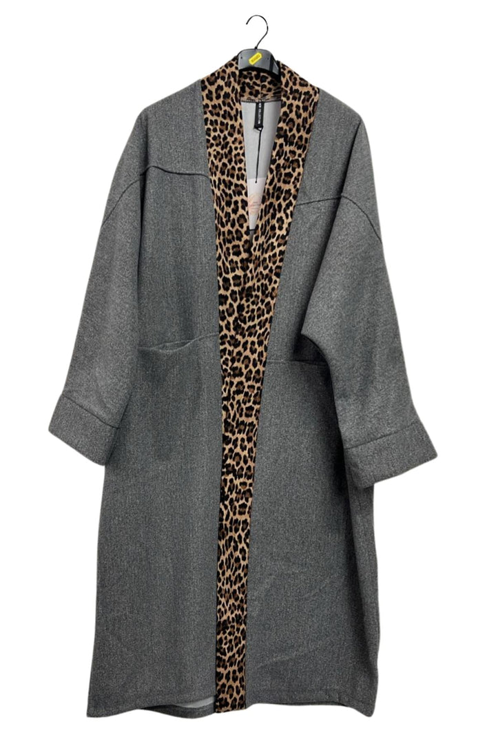 leopard print hemline coat