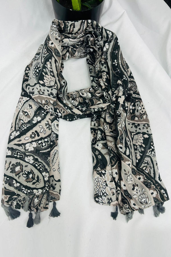 paisley print tassel scarves