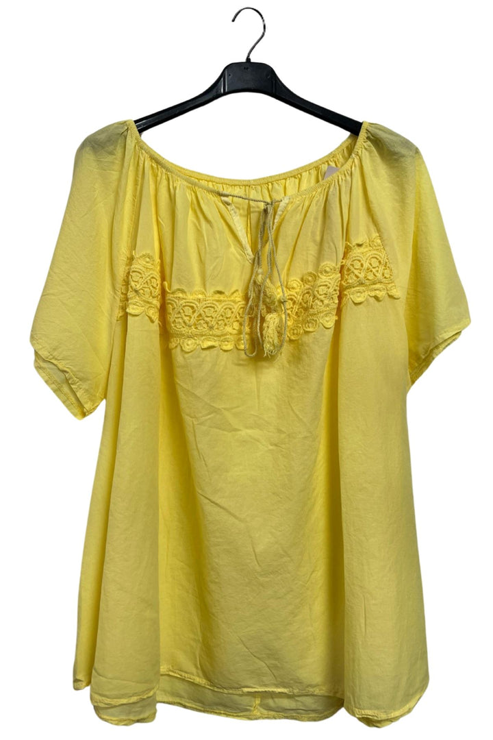 Plain Lace Details Across The Chest Cotton Top