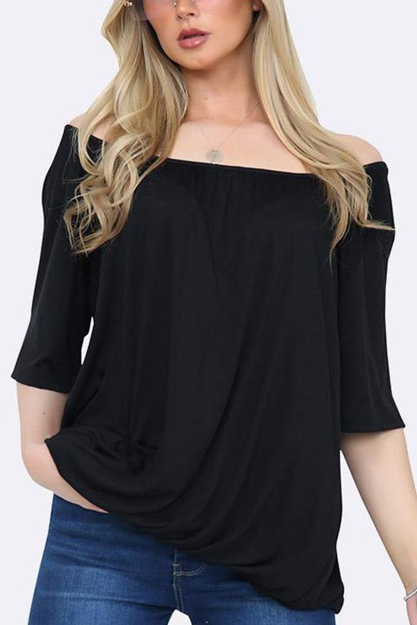 Bubble Hem Scoop Neck Top