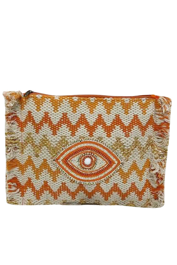 Eye Detail Zigzag Clutch Bag