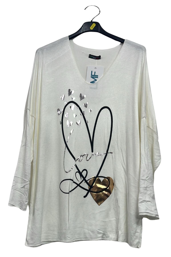 Shimmering Love Hearts Tunic Top