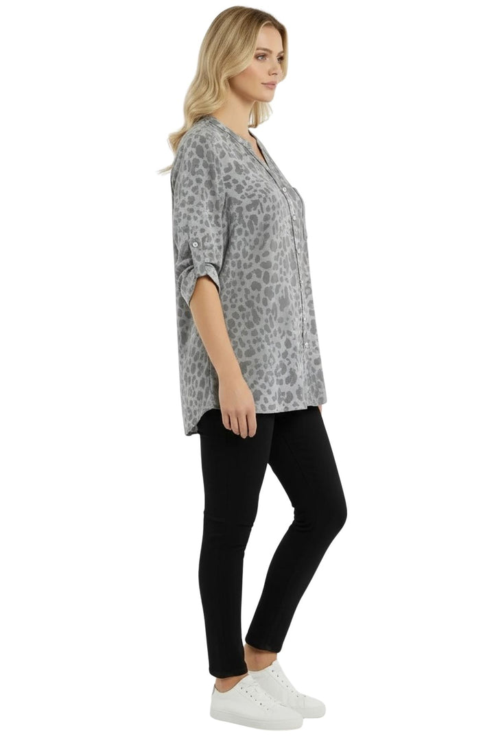 Leopard print front pocket top