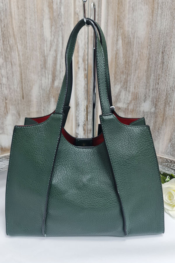 Red Inner Lining Two Handle Shoulder Bag
