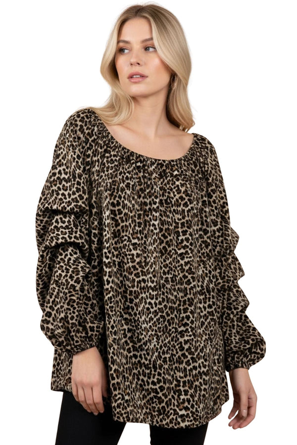 Leopards Print Ruched Top