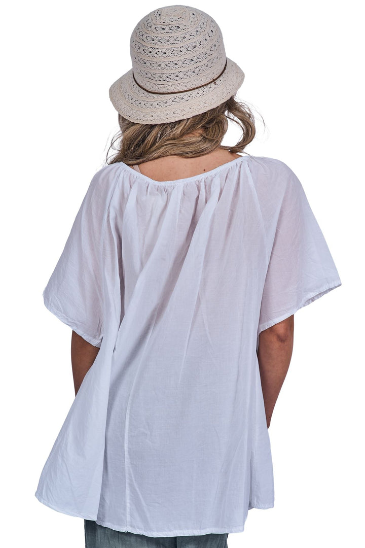 Plain Lace Details Across The Chest Cotton Top