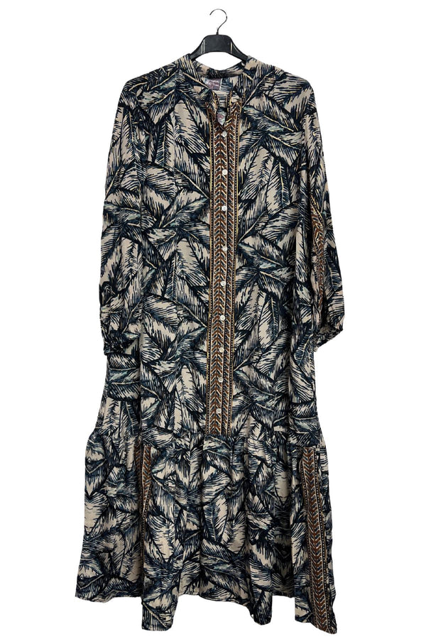 Multicoloured Wave Like Floral Print Dress