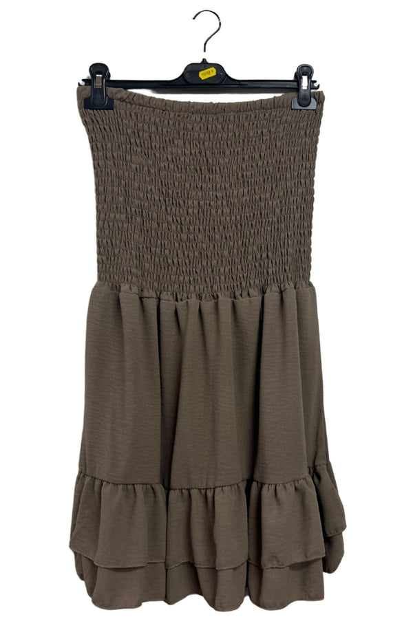 Plain Tiered Ruffle Hem Mini Dress