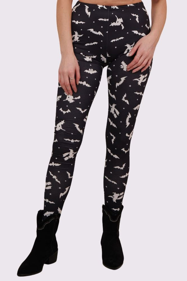 Witch And Bat Print Hallween Legging