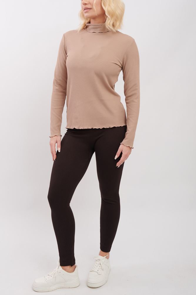 fashion ribbed roll neck top