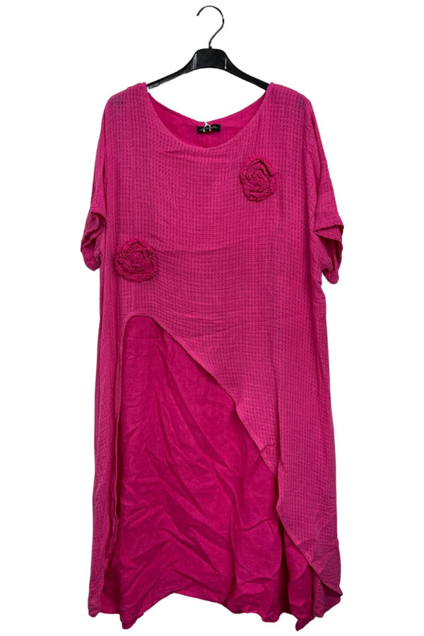 Plain Layered Asymmetrical Linen Dress