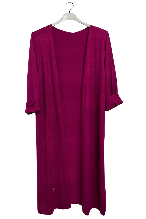 Plain Open Front Longline Cardigan
