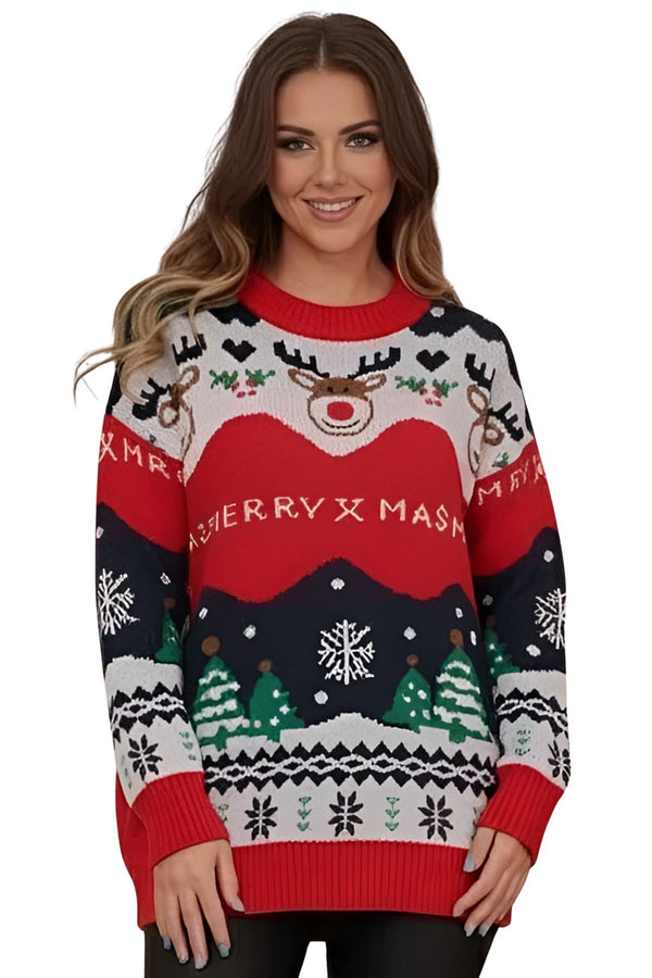 reindeer face pattern xmas jumper